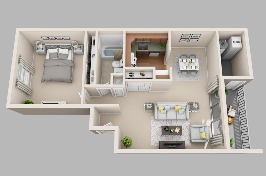 Floor Plan - 1-Bedroom 1-Bathroom | 726 sqft