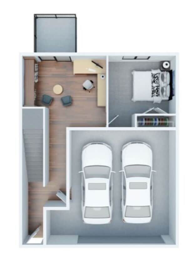 Floor Plan - 2 Bed 2 Bath Townhome