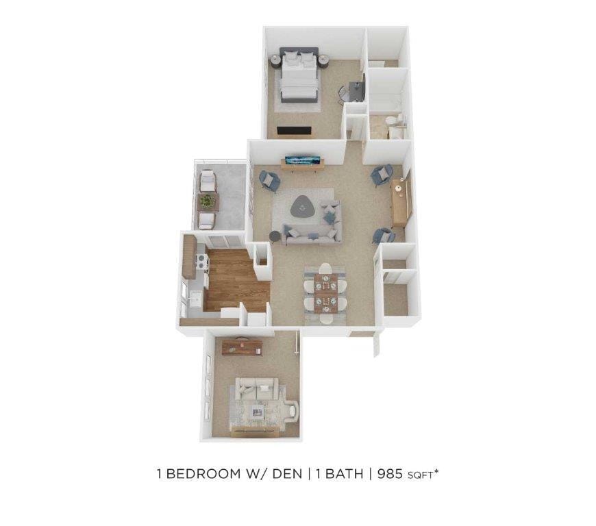 Floor Plan - One Bedroom - 985 sqft
