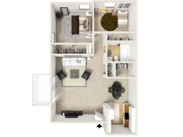 Floor Plan - 2 Bedroom 1 Bath