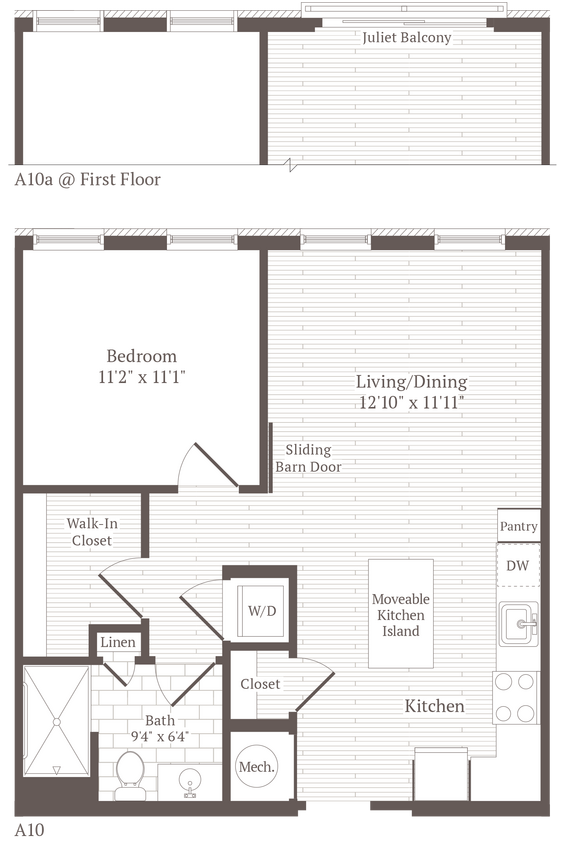Floor Plan - 1 Bed 1 Bath