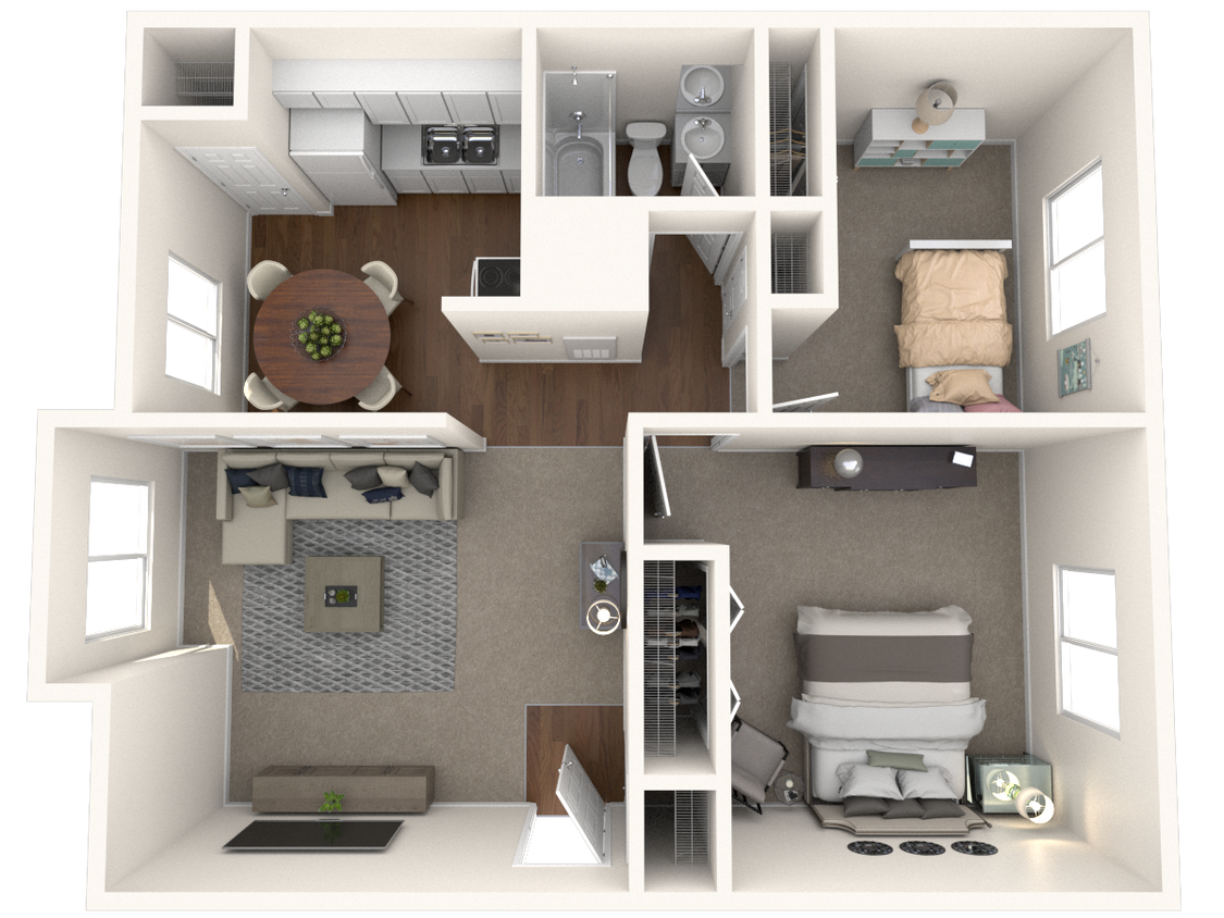 Floor Plan - 2Bed/1Bath 