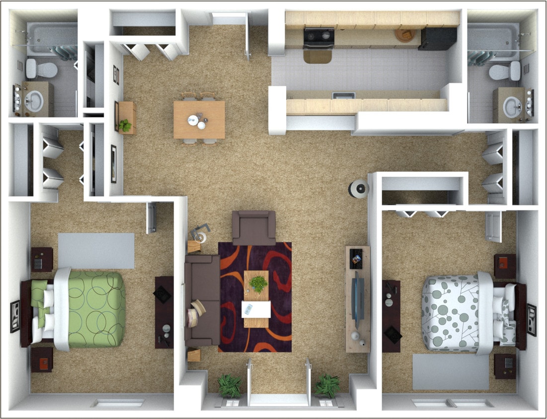 Floor Plan - Marlboro Classic - 2 Bed 2 Bath