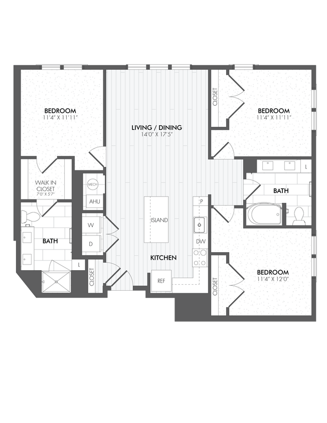 Floor Plan - 3 Bed/2 Bath-G1