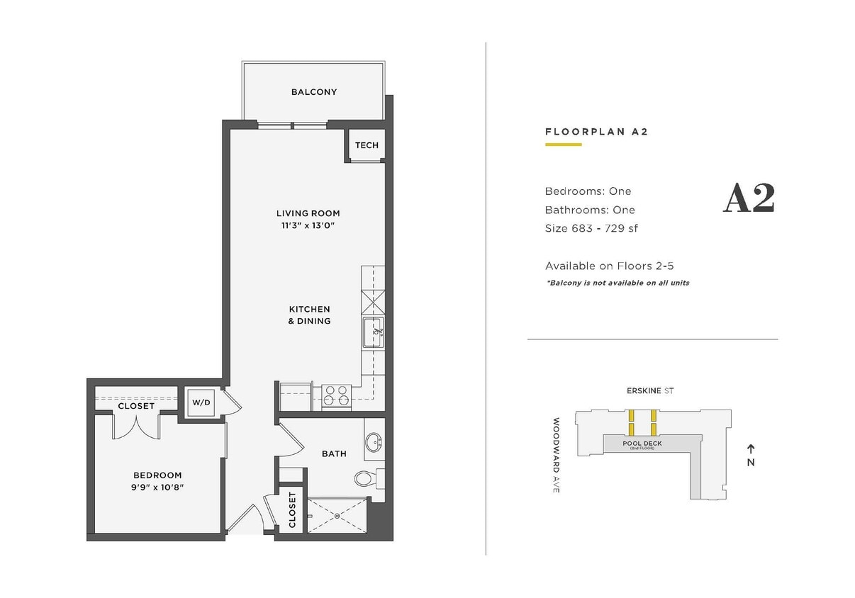 Floor Plan - 1 Bedroom Unit - A2