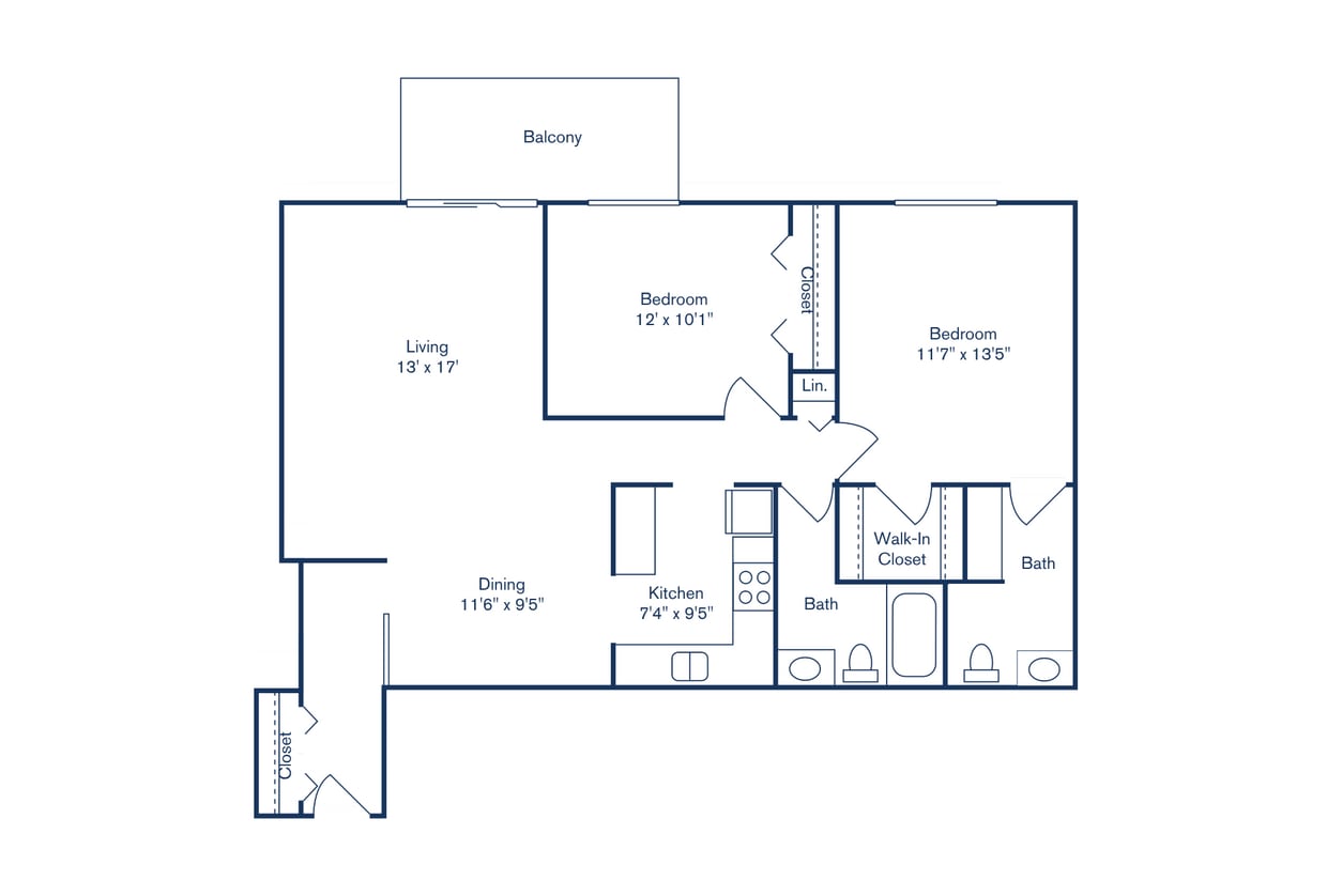 2 BED 1.5 BATH 951 SQ FT (3) - 2 Bedroom, 1.5 Bath (951 sqft.)