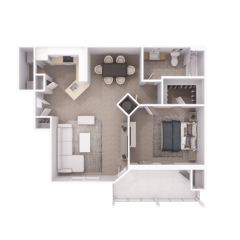 Floor Plan - 1 Bed/ 1 Bath