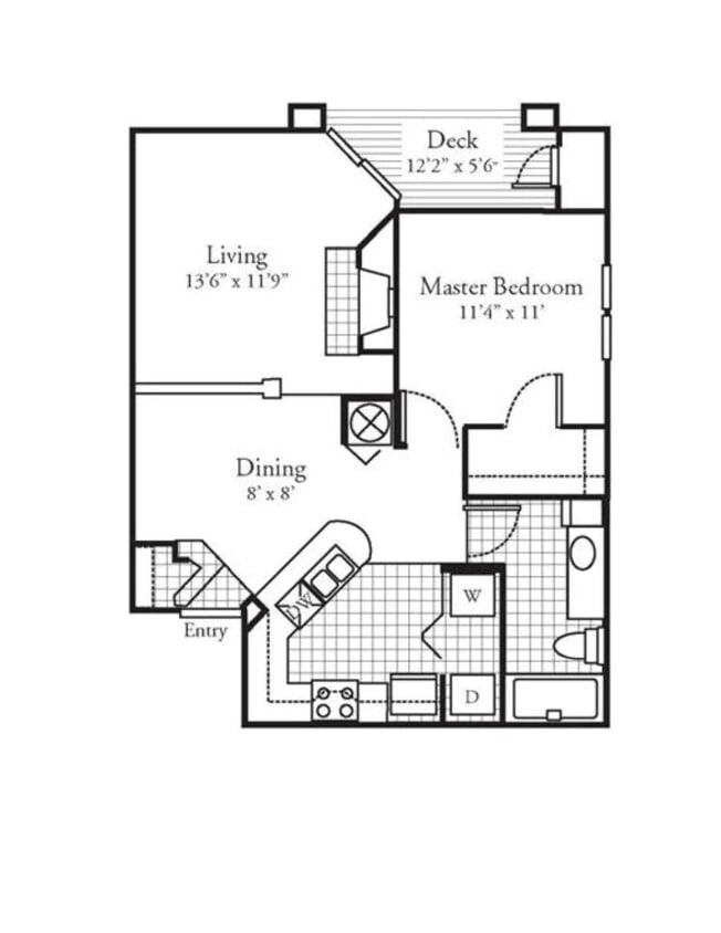 Floor Plan - 1 Bed 1 Bath