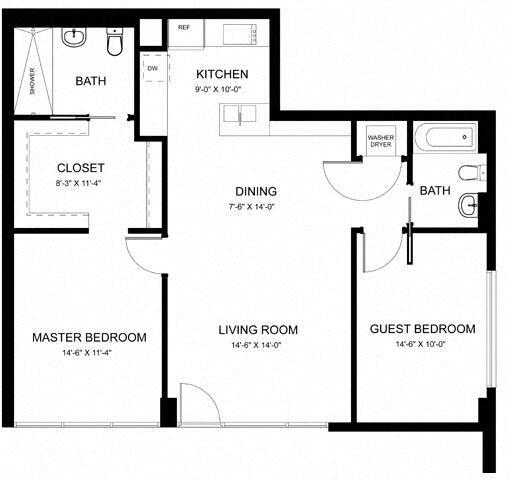 Floor Plan - 2 Bed 2 Bath C