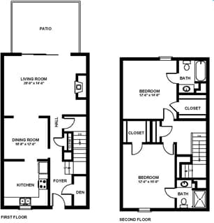2BR/2.5BA - 2x2.5B