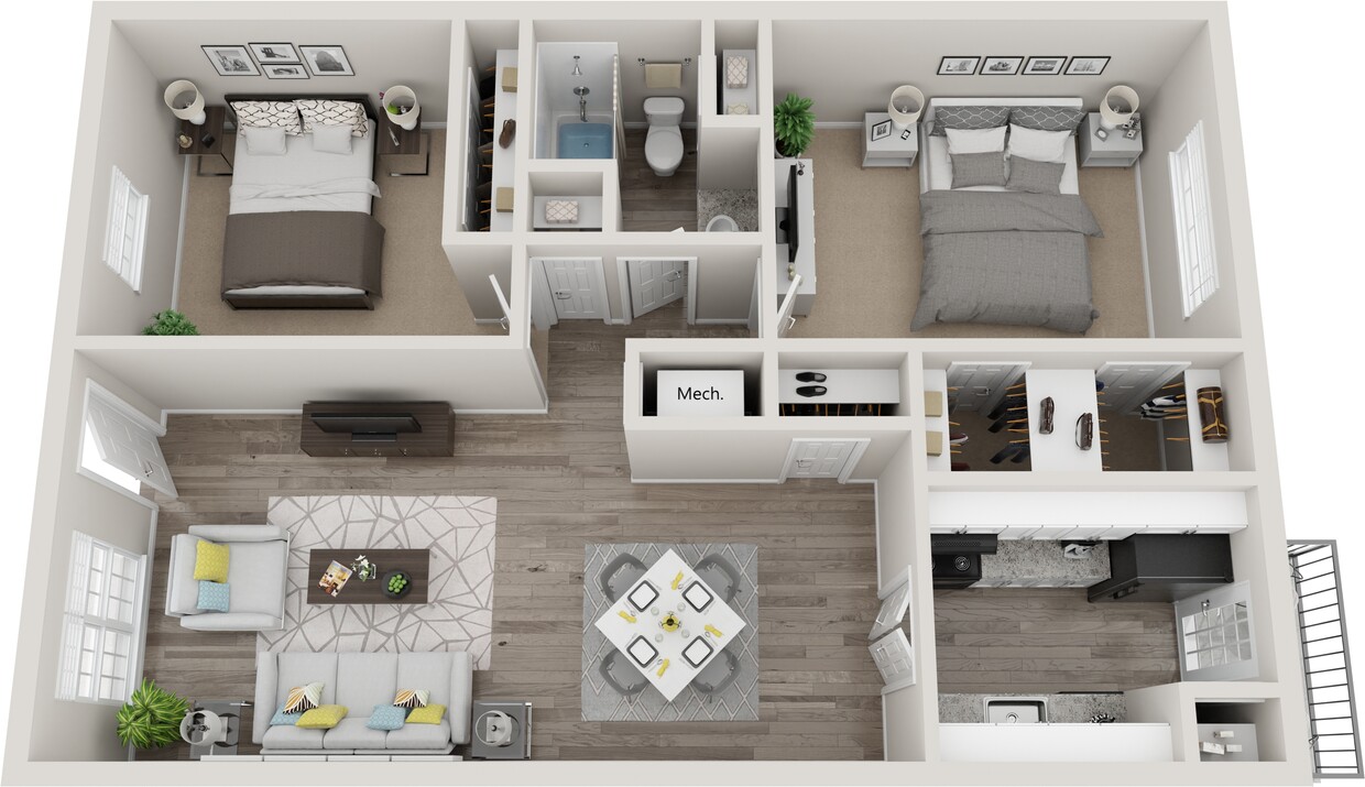 Floor Plan - B2 | 2 Bed | 1 Bath