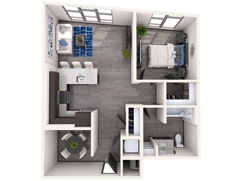 Explore the chic design of this one-bedroom apartment, perfect for modern living. - A8