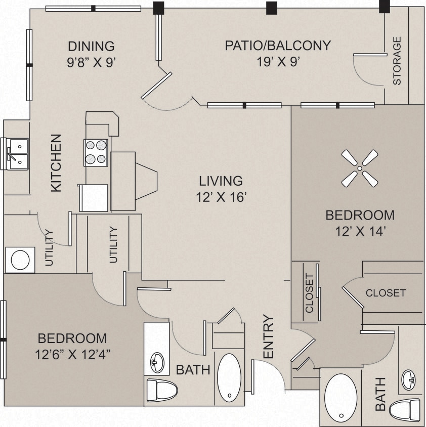Floor Plan - 2 Bed Gloucester Renovated