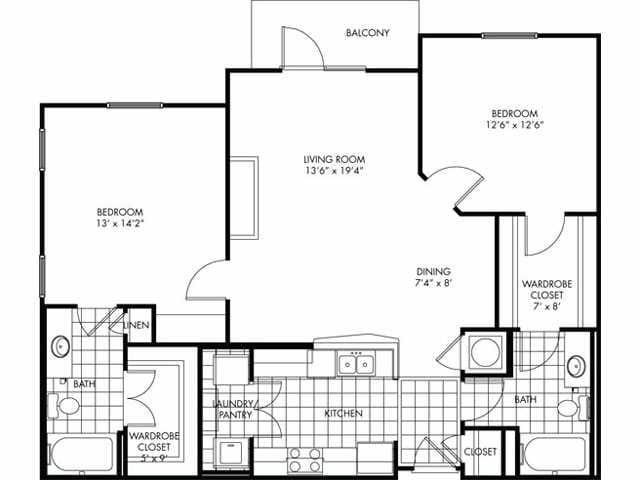 Birch - 2 bed/2 bath-1184 sqft