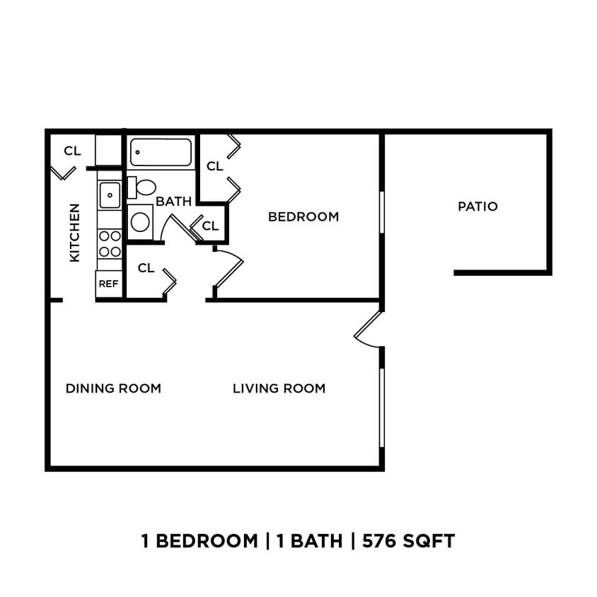 Floor Plan - One Bed One Bath Open