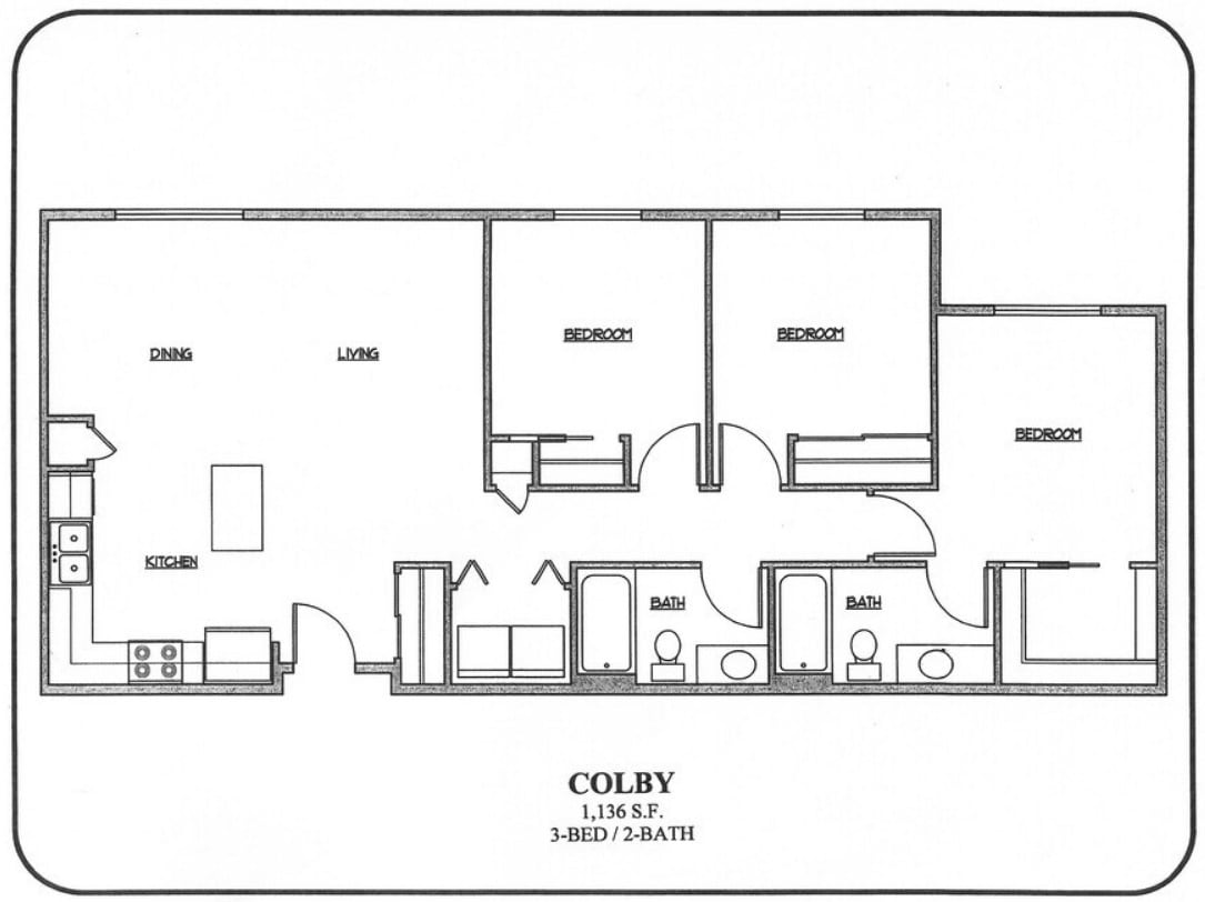 Floor Plan - 3-BED / 2-BATH