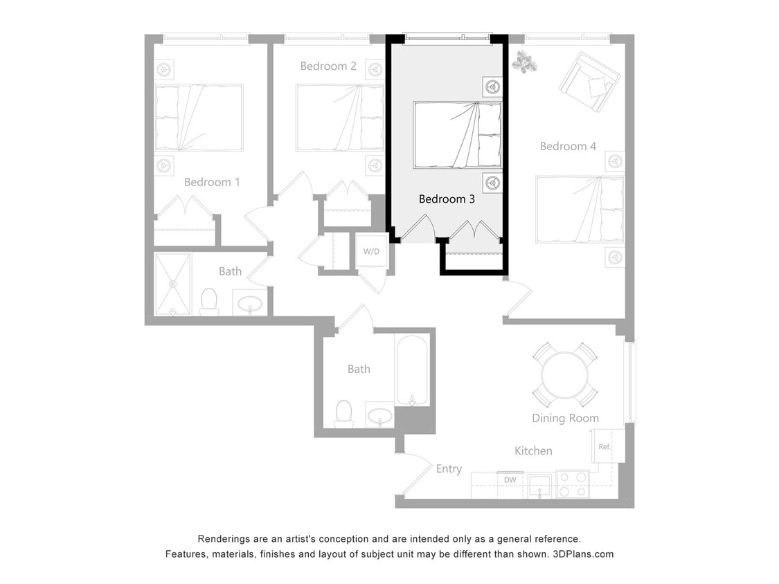 The Reserve_J3 & N3 - Furnished Room in a 4 Bedroom 2 Bathroom (J3)