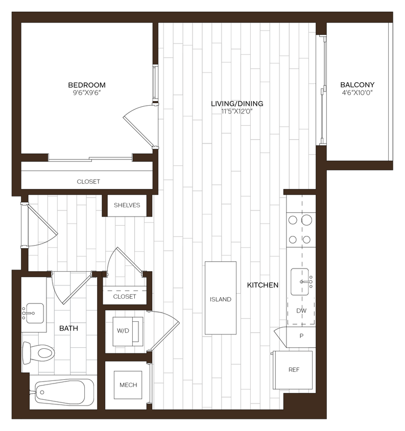 Floor Plan - JR 1 Bed/1 Bath-E5
