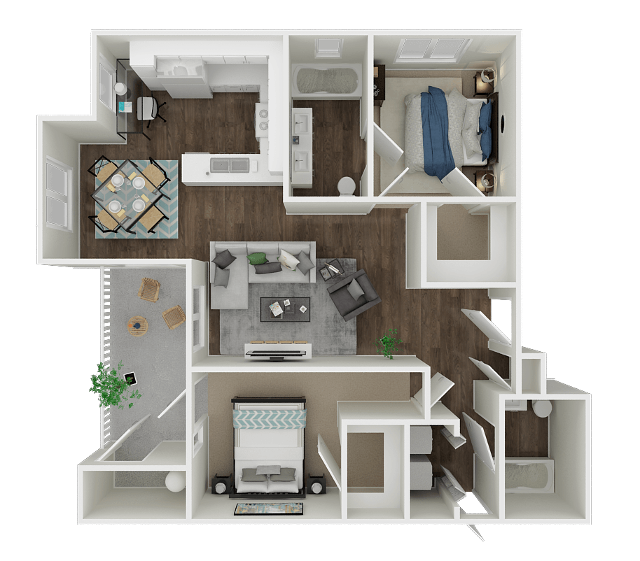 Floor Plan - 2BD, 2BTH B