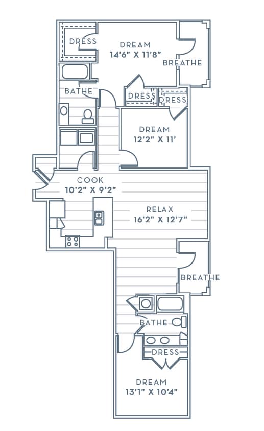 C1HC floor plan Presley Uptown - C1HC