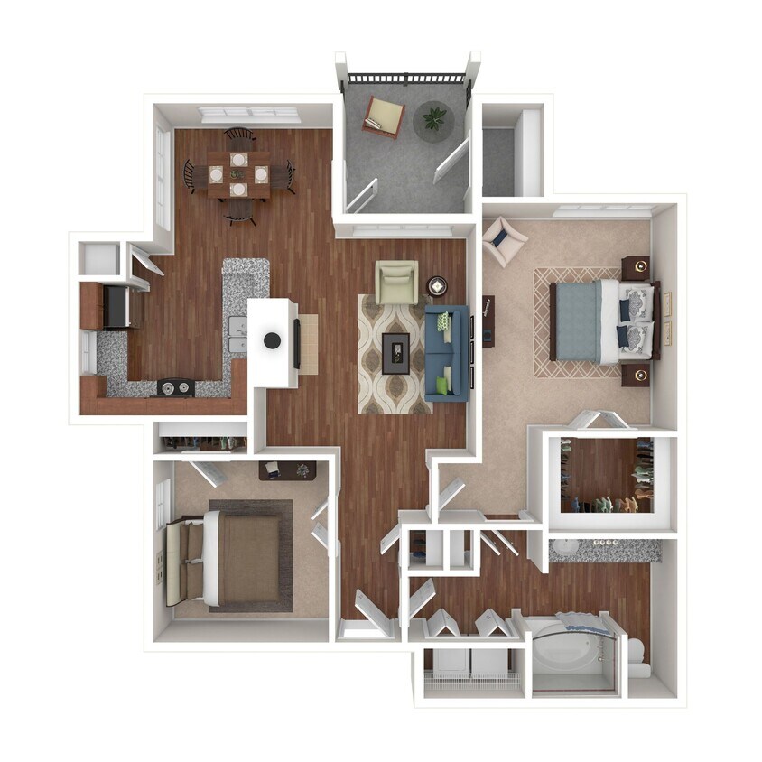 Floor Plan - 2 Bed 1 Bath 1015 SqFt (917 Net)