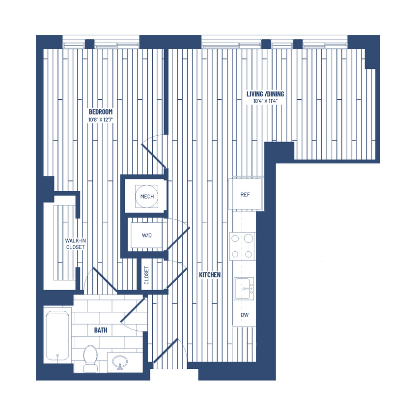 Floor Plan - 1 Bed/1 Bath-H1B