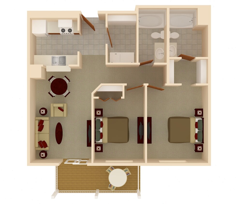 Floor Plan - 2 Bedroom 2 Bathroom
