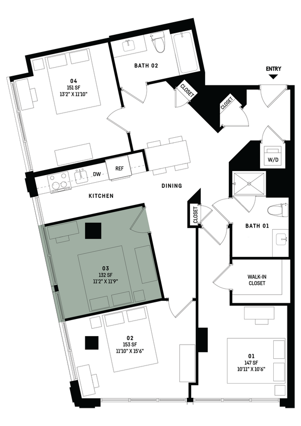 Floor Plan - Co-Living D4-Bedroom 3