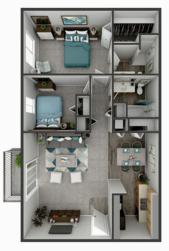 Floor Plan - 2 Bedroom 2 Bath G