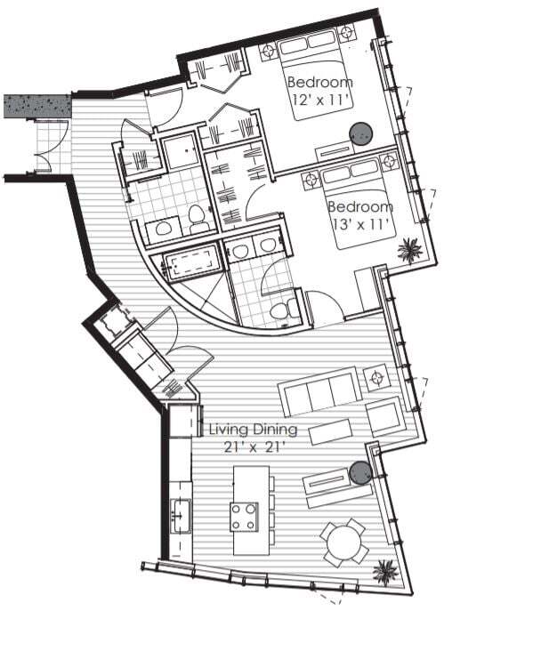 Floor Plan - 2x2 Penthouse E