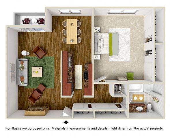 Floor Plan - 1 Bedroom 1 Bath