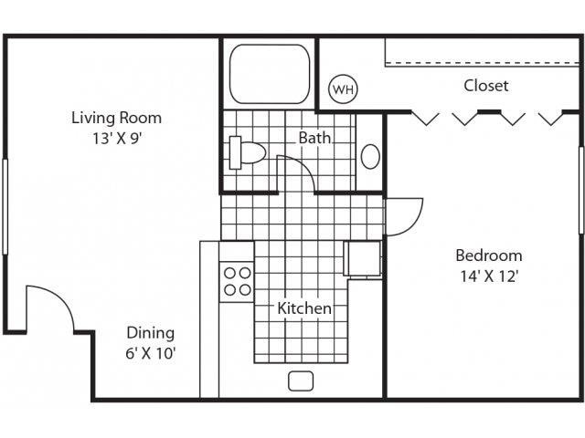 Floor Plan - Semi-Renovated 1Bd/1Ba