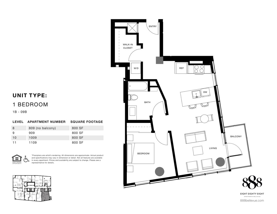 Floor Plan - 1x1 09B