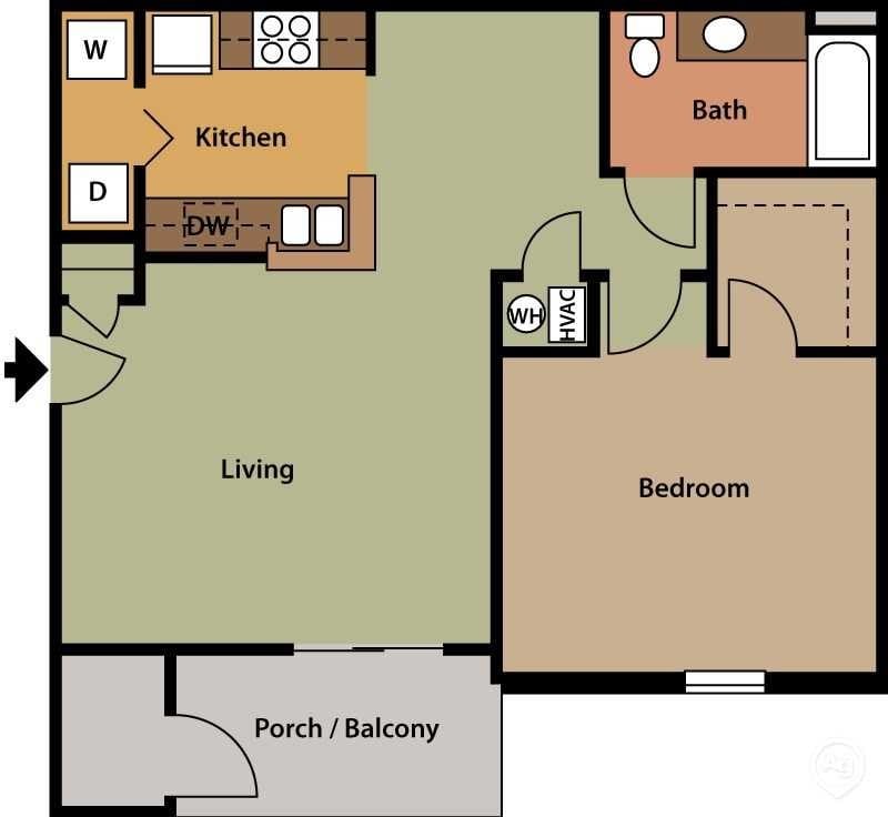 Floor Plan - 1 Bedroom 1 Bath Grande