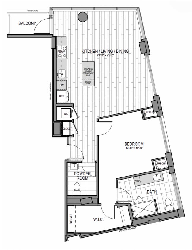 1 bed 1 bath - 1BR/1BA BALCONY