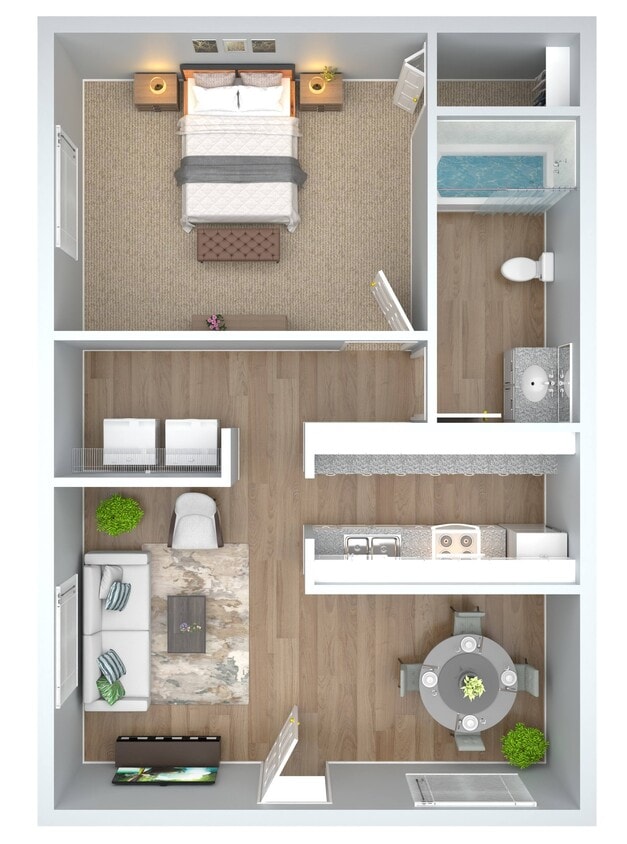 Floor Plan - 1 Bedroom x 1 Bath B