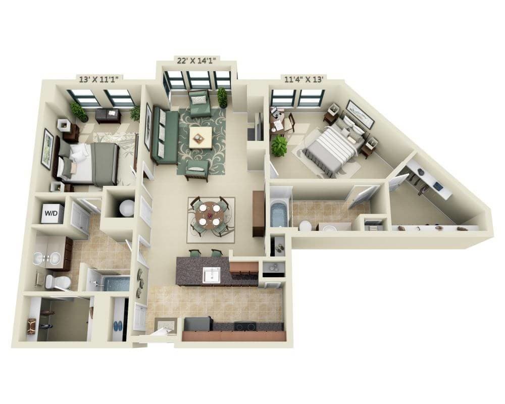 Floor Plan - Two Bedroom B2E