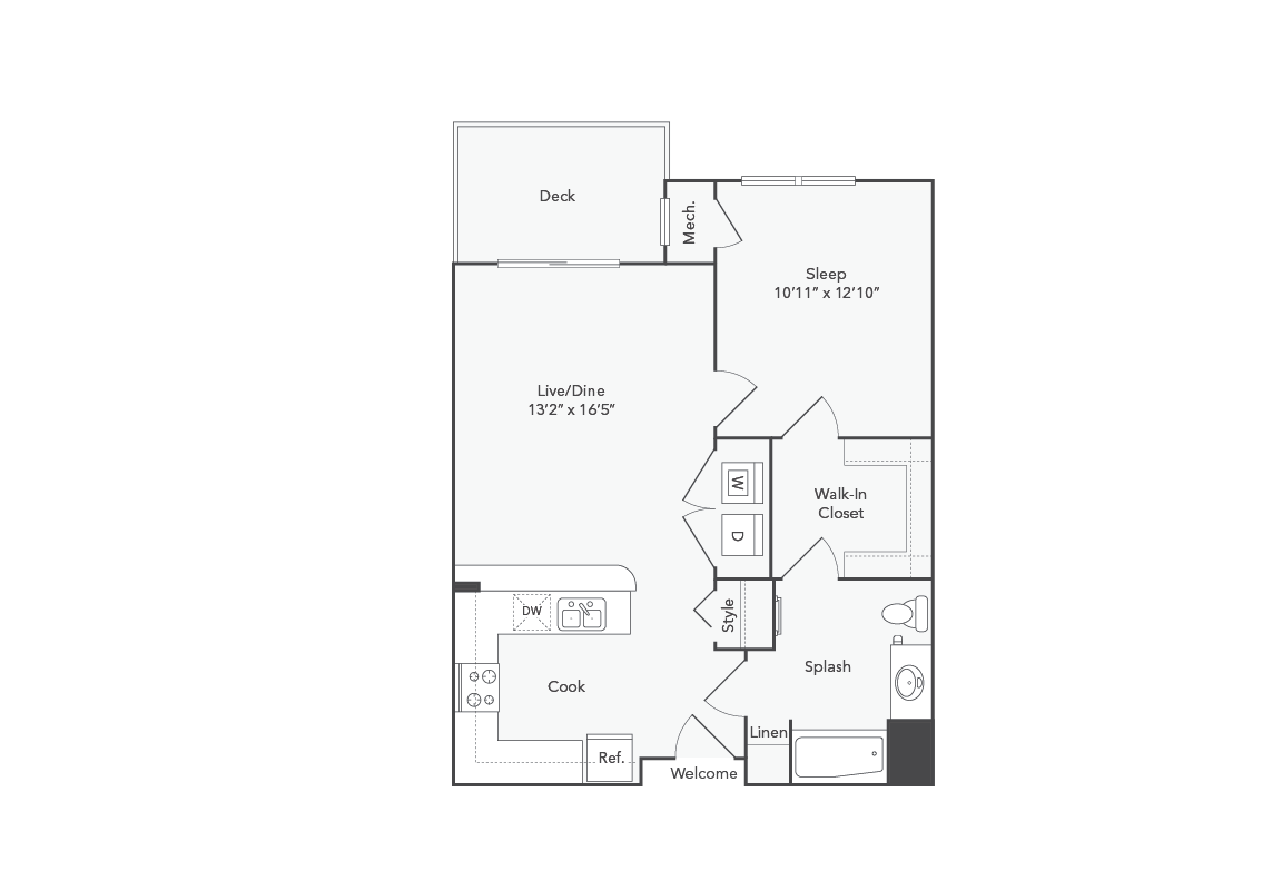 Avon 1 Bed x 1 Bath Floorplan - Avon