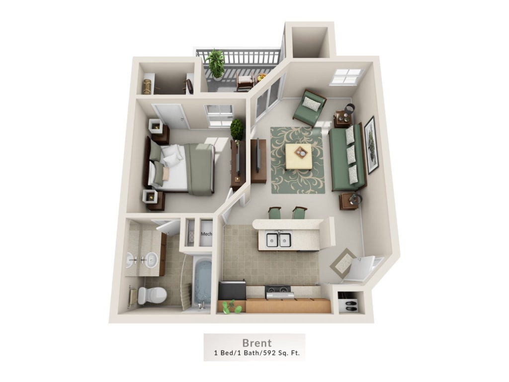 Floor Plan - Brent 1X1 1st Floor Small