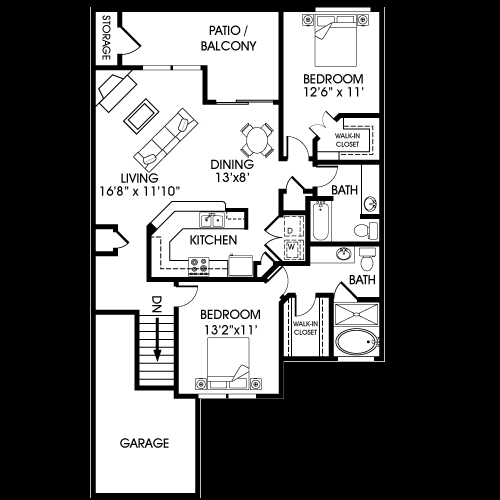 The Schooner - 2 Bdrm/2 Bath Townhome w/Attached Garage