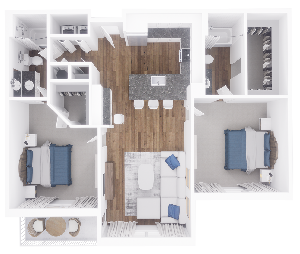 Floor Plan - 2x2 1128 sqft