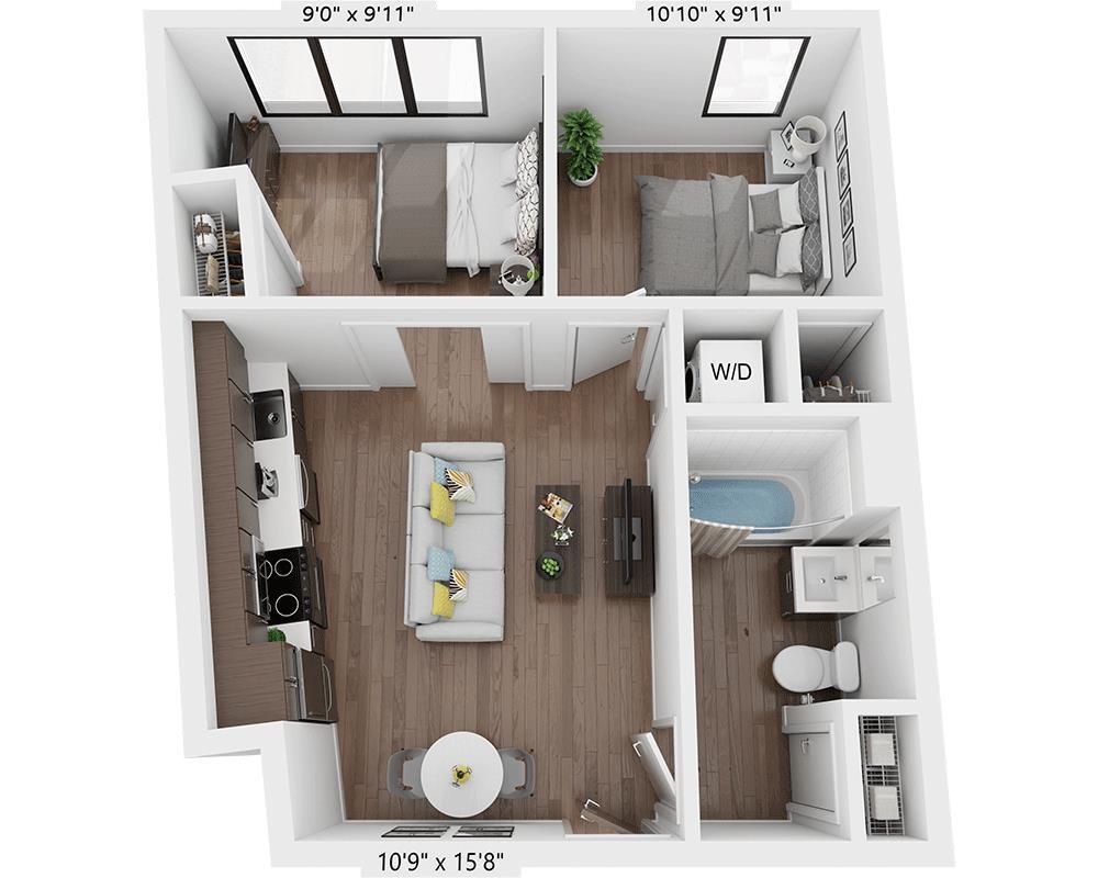 Floor Plan - Two Bedroom B1B