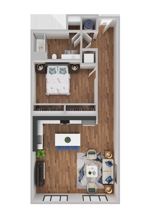 1-1E 3D Floor Plan - 1-1E