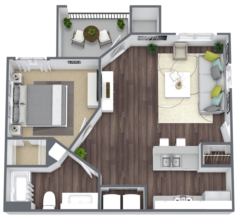 Floor Plan - 1 Bed 1 Bath
