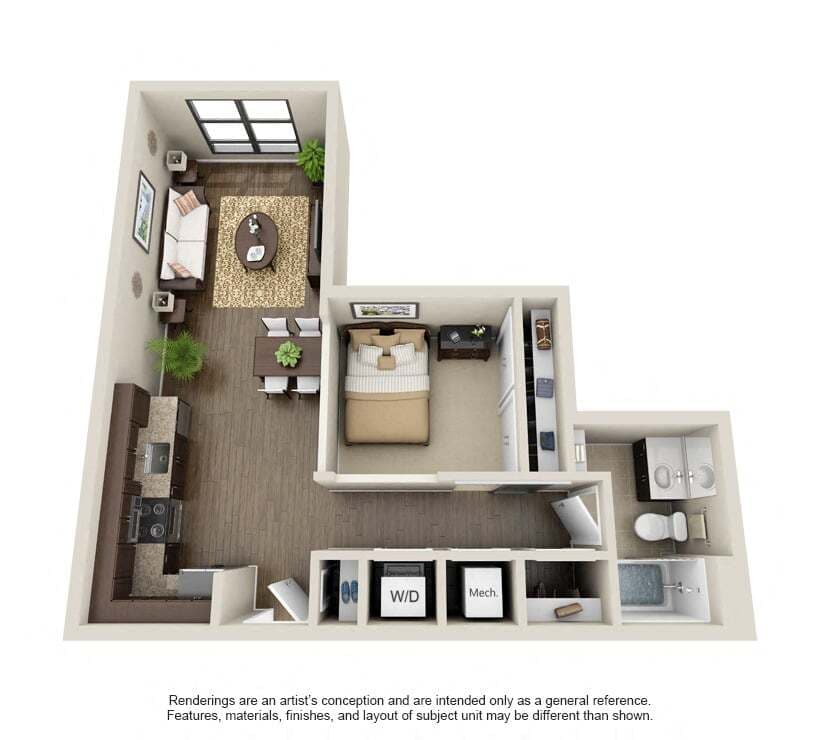 Floor Plan - 1 Bed 1Bath-Witten