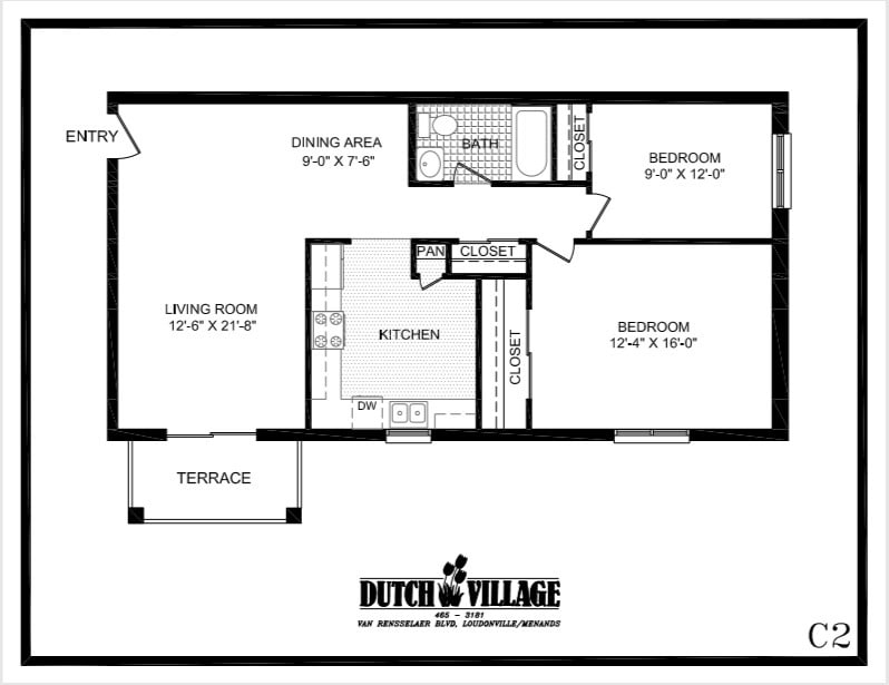 2 Bedroom, 1 Bath - C2