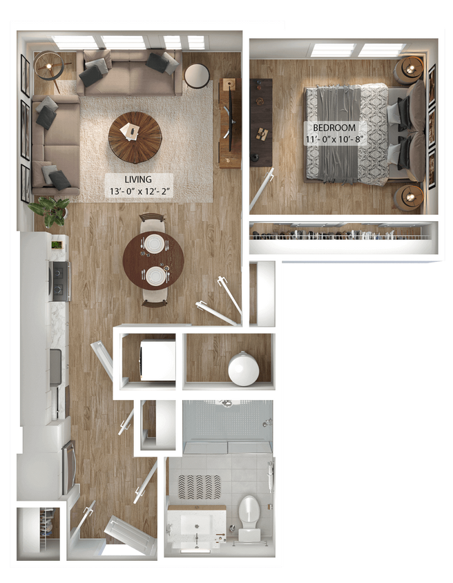 Floor Plan - 1 Bed/1 Bath-A4