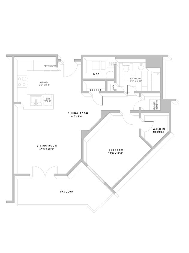 Floor Plan - 1 Bed 1 Bath A7