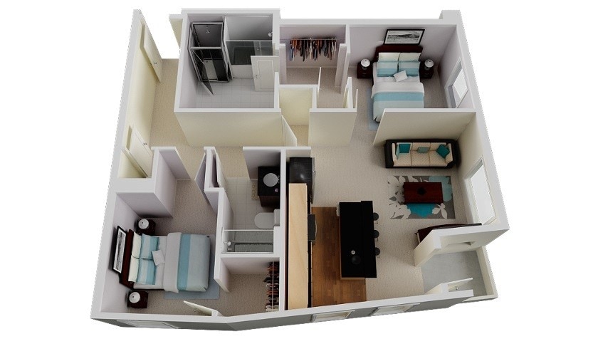 Floor Plan - 2 Bed 2 Bath