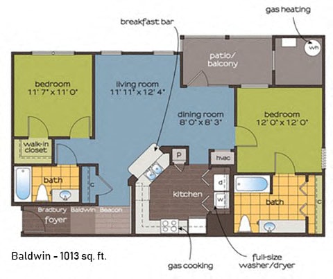 Floor Plan - Two Bedroom, Two Bathroom Simply Modern